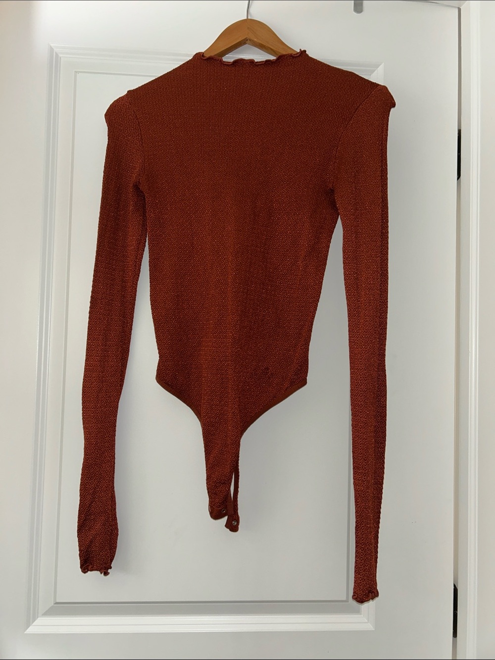 Free People Long-Sleeve Rust Textured Bodysuit